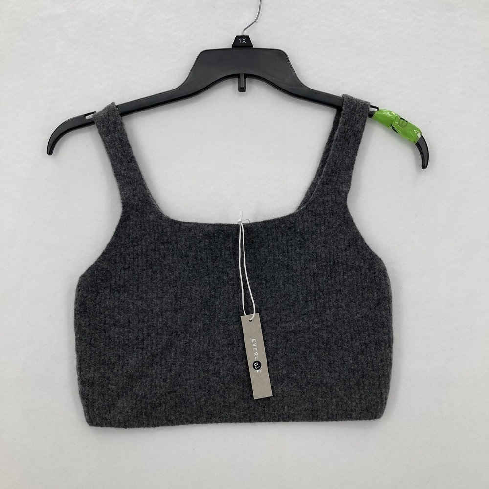 Everlane Crop Tank Top Womens Large Gray Wool Yak Hair Blend Knit Sweater Preppy